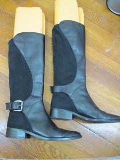 Van Eli Jet Black Leather High Riding Boots 4M