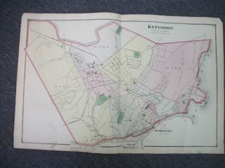 1875 Beers Atlas Map of Kingston Eddyville Flatbush Ulster County NY