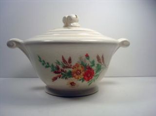 Vintage Edwin M Knowles Floral Sugar Bowl