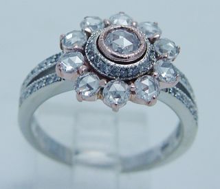   EffY 14K White Gold Rose cut Diamonds Ring Signed Brand name Jewelry