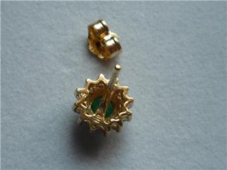 Effy 14k Gold Emerald Diamond Stud Earrings $800 Retail