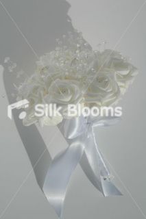 Large White Wedding Crystal Rose Bridesmaid Bouquet