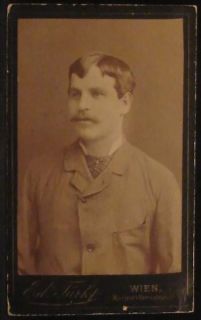 CDV Photo Young Man Mustache by Edward Turk Vienna Wien Austria 1890s