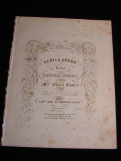  Sheet Music Gentle Deeds Edward F Rimbault Late 1800s Ballad