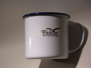 New Falcon White Enamel Mug Beaker Cup Tea Camping 8cm