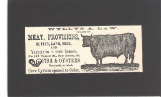 1800s Wyllys A Law Meat Provisions Ad New Haven Ct
