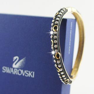  Gold Filled GF Swarovski Crystals Enamel Bangle Bracelet New