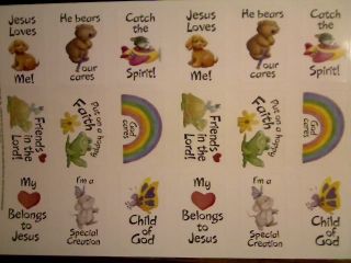   Sheet of Animal Assorted Stickers with Encouraging Christian Sayings