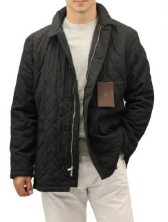 New Tasso Elba Mens Black Quilted Fall Jacket Coat $250