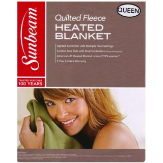Sunbeam Heated Electric Blanket Quilted Fleece Royal Dreams Queen Red