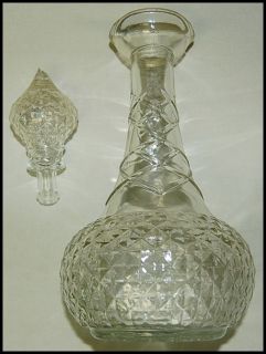 Vintage Depression Glass Liquor Decanter Bottle With Stopper Alcohol