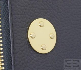 Onna Ehrlich Navy Pebbled Leather Zip Pouch NEW
