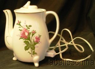 Vintage Electric Teapot Kettle Moss Rose Design Japan
