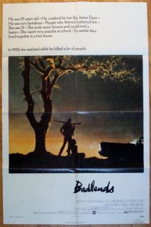 BADLANDS Orig Movie Poster 1974 FOLDED One Sheet 1SH Terence Malick
