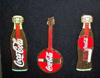 Olympic Sponsor Coca Cola Guitar Bottles and Banjo Set