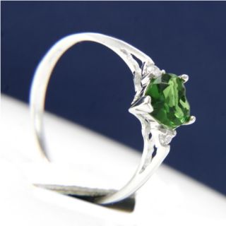 New 925 Sterling Silver Fashion Women Heart Cut Emerald CZ Ring