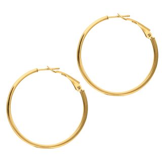  Hoop Earrings 14k Yellow Gold Omega Backing 1 1 4"