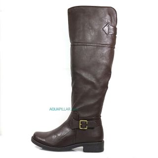  Leather Women Motorcycle Equestrian Knee High Riding Flat Boot