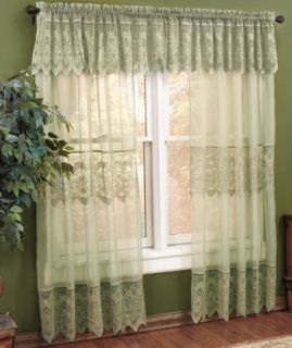 New Elegant Sage Lace Window Curtain Panels Valance