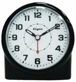 Elgin 3675 Battery Powered Analog No Ticking Alarm Clock w Auto Light