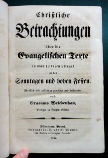 1842 Antique Leather German Bible Erasmus Beichenhan Sermon Allentown