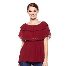iman global chic classic couture pleated top with belt d