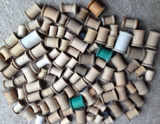 100 Vintage Empty Wood Thread Spools Lot B Assorted Sizes Shapes