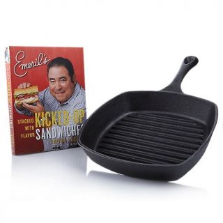  HSN Chef Cookbooks Emerilware™ Cast Iron 10 Grill Pan with Cookbook