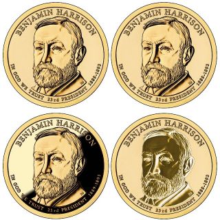 2012 Benjamin Harrison Dollar Coins, Reverse Proof Set at