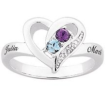 couple s birthstone heart ring with diamond accent $ 95 00