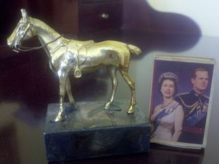   Jennings Bros Brass Metal Horse Figurine Match Cover Queen Elizabeth