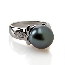 Designs by Turia 11 12mm Cultured Tahitian Pearl and .28ct Black and