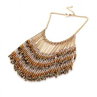  Bib/Collar Colleen Lopez Faceted Bead Long Fringe 16 Necklace
