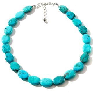  King Anhui Turquoise Sterling Silver 18 Oval Bead Necklace