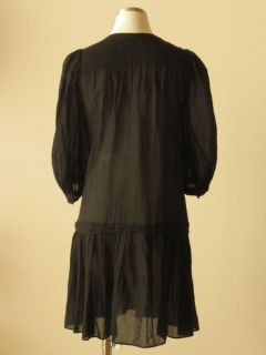 Anthropologie Eryn Brinie Black Cotton Ruffle Peplum Hem Peasant Dress