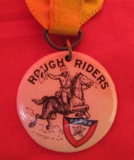 1933 12th Annual Rodeo Rough Riders Delegate Ribbon Badge Medal 2 Yqz