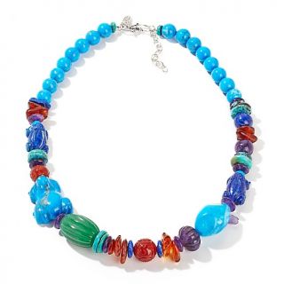  by Amy Kahn Russell Carved Multigemstone Sterling Silver 25 Necklace