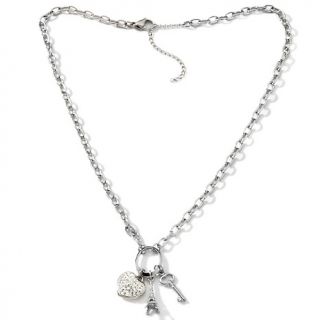  Pavé Charm Drop Stainless Steel 20 Necklace