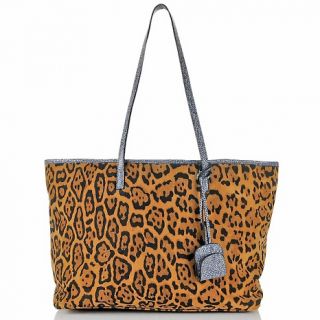 Clever Carriage Reversible Leopard Print and Stingray Embossed Tote at