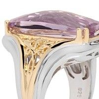 Victoria Wieck 7.40ct Pink Amethyst 2 Tone Elongated Ring Size 6
