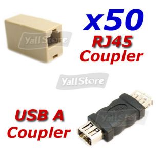 50 CAT5 RJ45 Network Cable Extender Plug Coupler Joiner