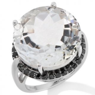 22.57ct White Topaz and Black Spinel Sterling Silver Ring