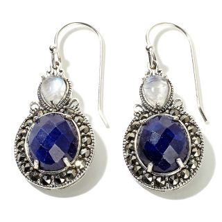 Jewelry Earrings Drop Zafira Marcasite Corundum and Moonstone