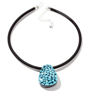 Jay King Sleeping Beauty Turquoise and Black Obsidian Doublet 18 1/4