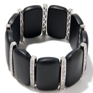 Yours by Loren Black Onyx and White Topaz Sterling Silver Stretch