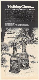 1982 Evan Williams Bourbon Whiskey Bottles Horses Wagon Holiday Cheer