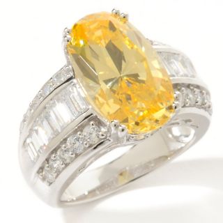 Victoria Wieck 9.04ct Absolute Yellow Oval and Clear Baguette Ring