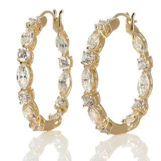 Absolute 4.2ct Round and Marquise Inside/Outside Hoop Earrings