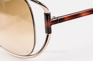 Tom Ford Gold Emmeline 155 Womens Oversized Tortoise Frames Sunglasses