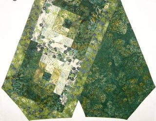  Batik Patchwork Pre Cut Table Runner Kit 13x45 inch Evergreen